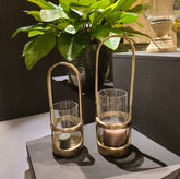 Lantaarn Rahana S - 14x14x40 cm - Aluminium - Goud PTMD - Lantaarn - PTMD - livinglovely.nl