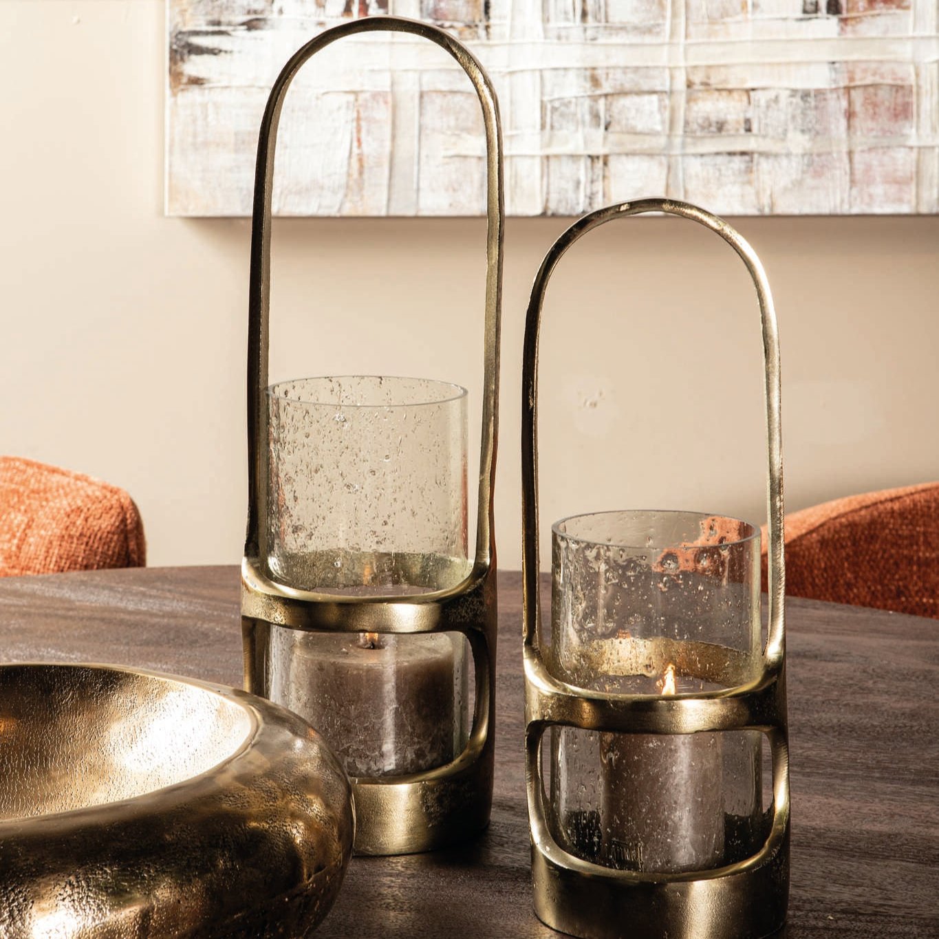 Lantaarn Rahana S - 14x14x40 cm - Aluminium - Goud PTMD - Lantaarn - PTMD - livinglovely.nl