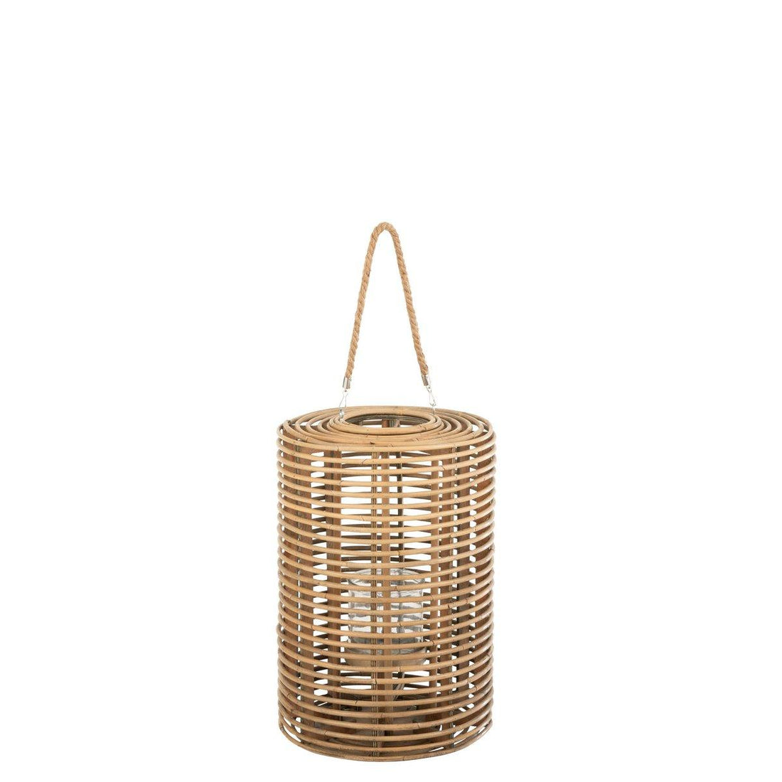 Lantaarn Rond Lang Rotan Licht Naturel - Lantaarn - J-Line - livinglovely.nl