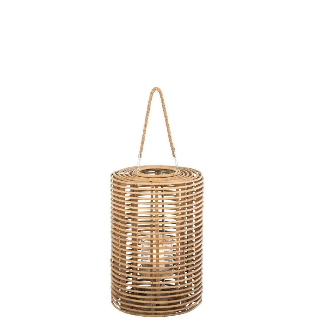 Lantaarn Rond Lang Rotan Licht Naturel - Lantaarn - J-Line - livinglovely.nl