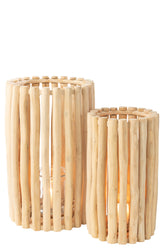 Lantaarn Teck Naturel Set van 2 J-Line - Lantaarn - J-Line - livinglovely.nl