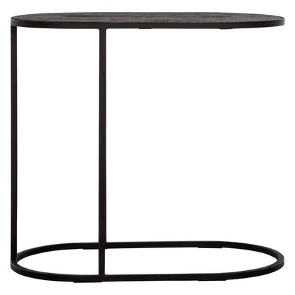 Terra laptoptafel zwart teakhout ovaal blad detail