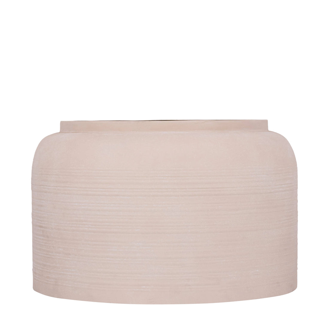 Lavada pot large van PTMD, brede lage beige plantenpot van plaatijzer