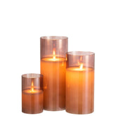 Ledlamp Blinkend Glas Bruin Large - LED Kaars - J-Line - livinglovely.nl