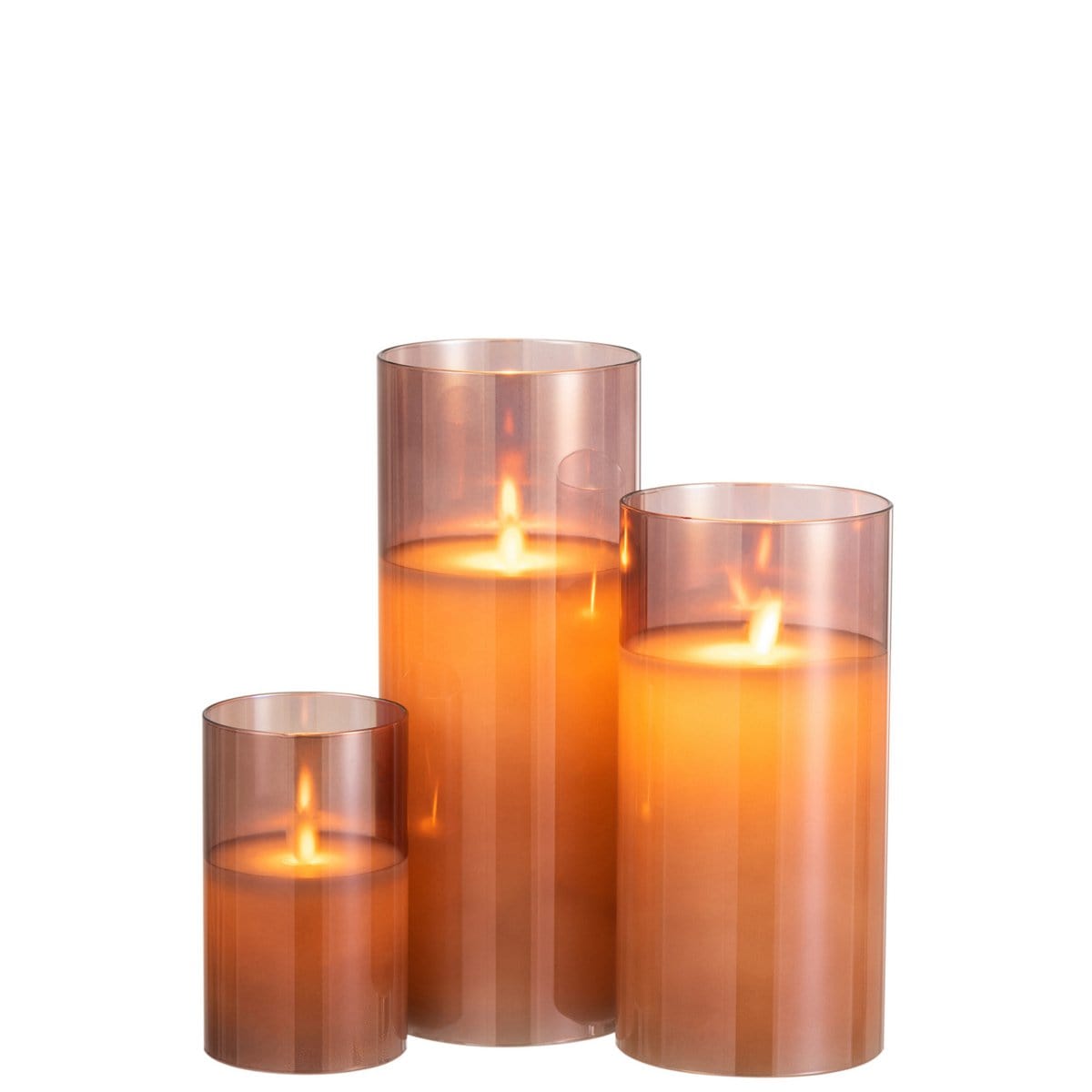 Ledlamp Blinkend Glas Bruin Large - LED Kaars - J-Line - livinglovely.nl