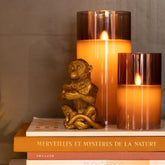 Ledlamp Blinkend Glas Bruin Medium - LED Kaars - J-Line - livinglovely.nl