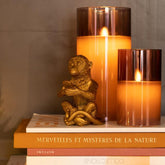 Ledlamp Blinkend Glas Bruin Small - LED Kaars - J-Line - livinglovely.nl