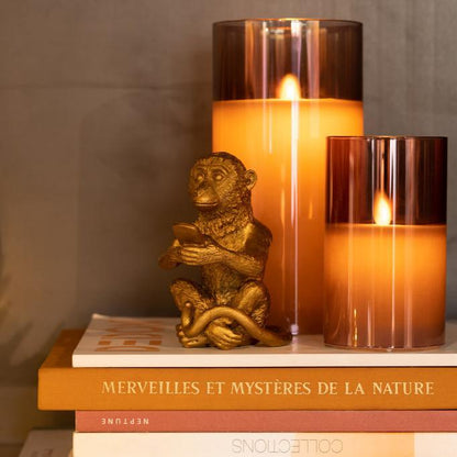 Ledlamp Blinkend Glas Bruin Small - LED Kaars - J-Line - livinglovely.nl