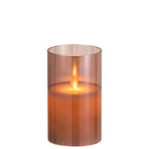 Ledlamp Blinkend Glas Bruin Small - LED Kaars - J-Line - livinglovely.nl