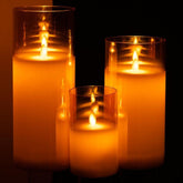 Ledlamp Blinkend Glas Goud Large - LED Kaars - J-Line - livinglovely.nl