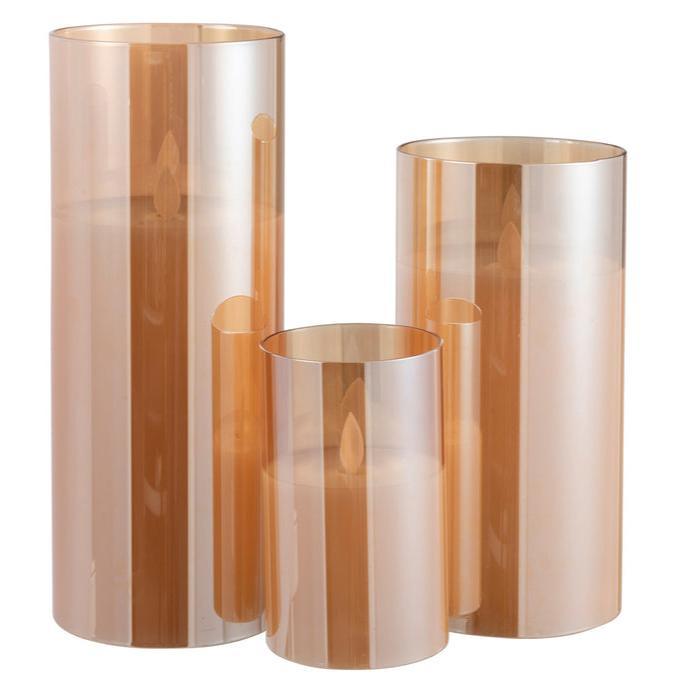 Ledlamp Blinkend Glas Goud Large - LED Kaars - J-Line - livinglovely.nl