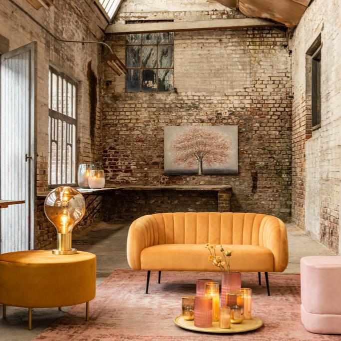 Ledlamp Blinkend Glas Goud Small - LED Kaars - J-Line - livinglovely.nl