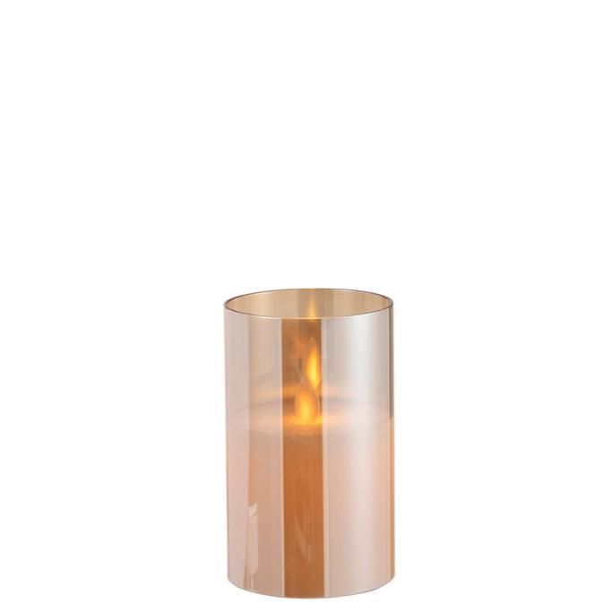 Ledlamp Blinkend Glas Goud Small - LED Kaars - J-Line - livinglovely.nl