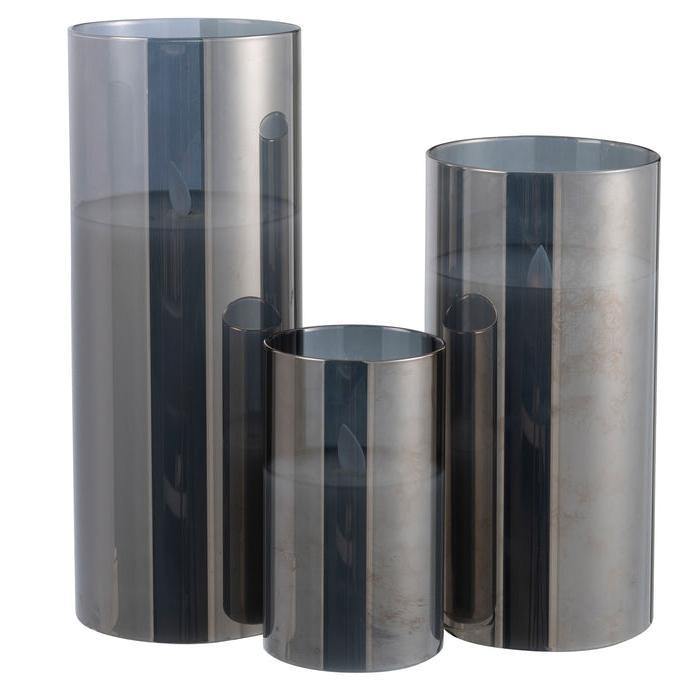 Ledlamp Blinkend Glas Grijs Large - LED Kaars - J-Line - livinglovely.nl