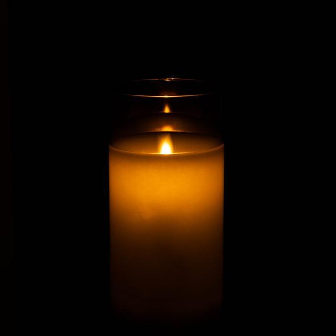 Ledlamp Blinkend Glas Grijs Medium - LED Kaars - J-Line - livinglovely.nl