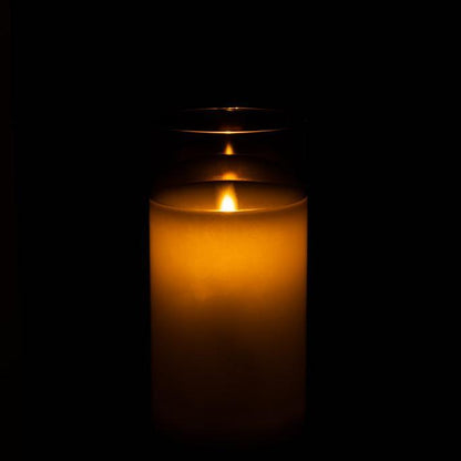 Ledlamp Blinkend Glas Grijs Medium - LED Kaars - J-Line - livinglovely.nl