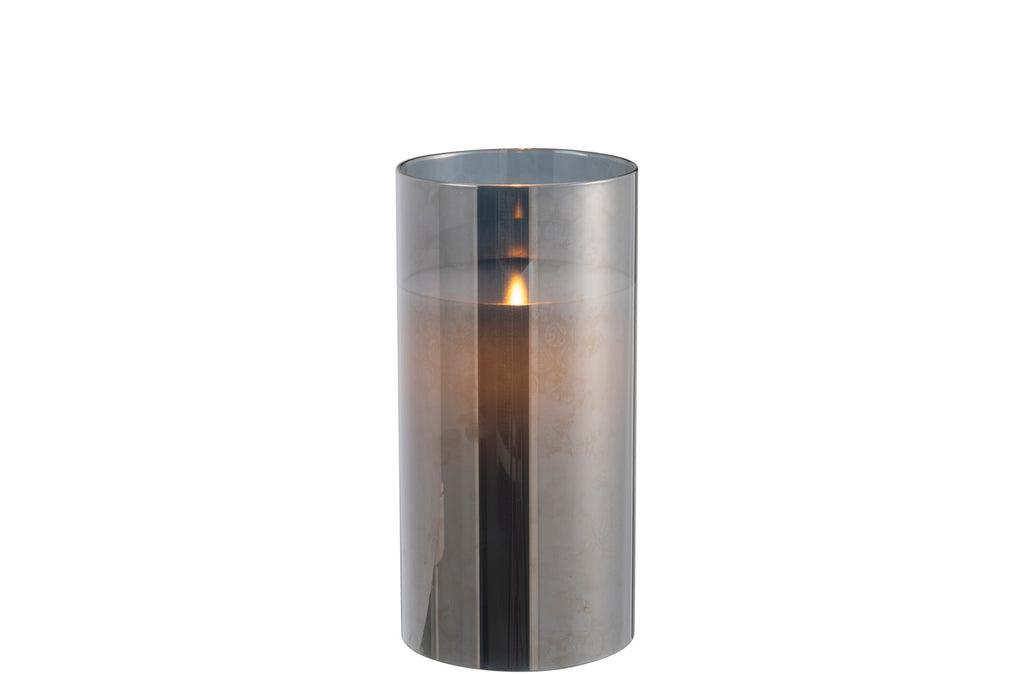 Ledlamp Blinkend Glas Grijs Medium - LED Kaars - J-Line - livinglovely.nl