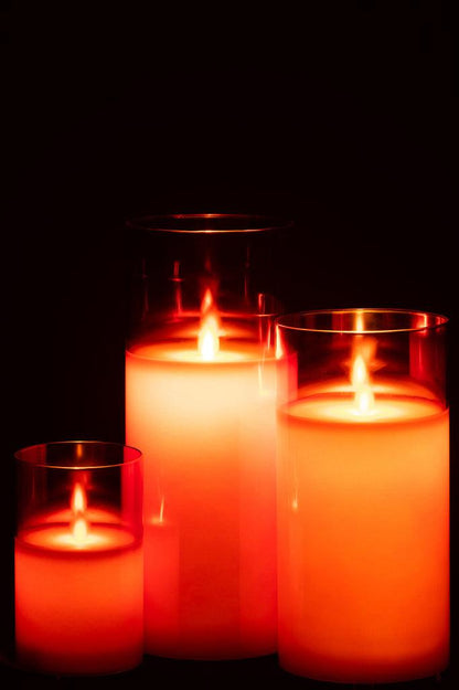 Ledlamp Blinkend Glas Rood Large - LED Kaars - J-Line - livinglovely.nl