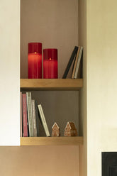 Ledlamp Blinkend Glas Rood Large - LED Kaars - J-Line - livinglovely.nl