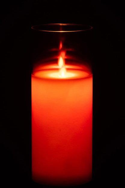Ledlamp Blinkend Glas Rood Large - LED Kaars - J-Line - livinglovely.nl