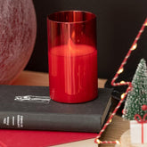 Ledlamp Blinkend Glas Rood Small - LED Kaars - J-Line - livinglovely.nl