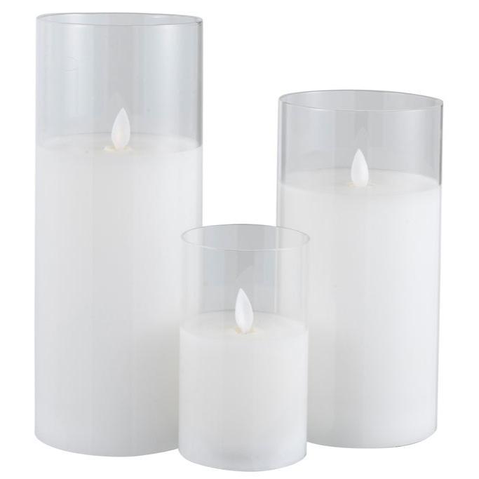 Ledlamp Blinkend Glas Transparant Large - LED Kaars - J-Line - livinglovely.nl