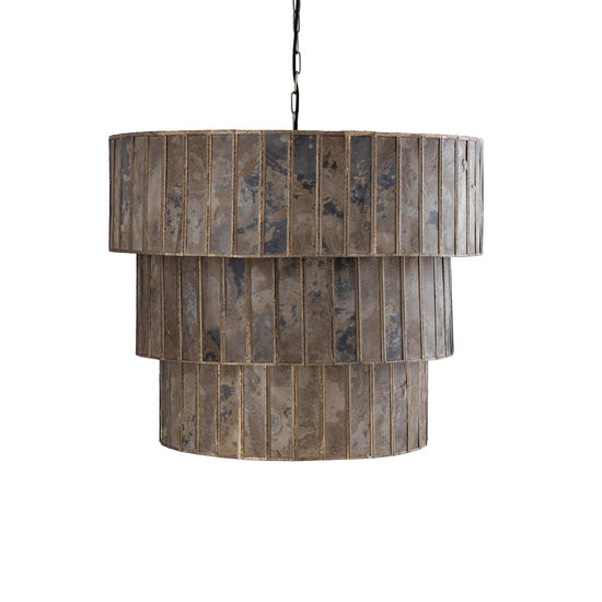 Levan Brass Stone Veneer Hanging Lamp 3 Layers PTMD , Hanglamp , PTMD , livinglovely.nl