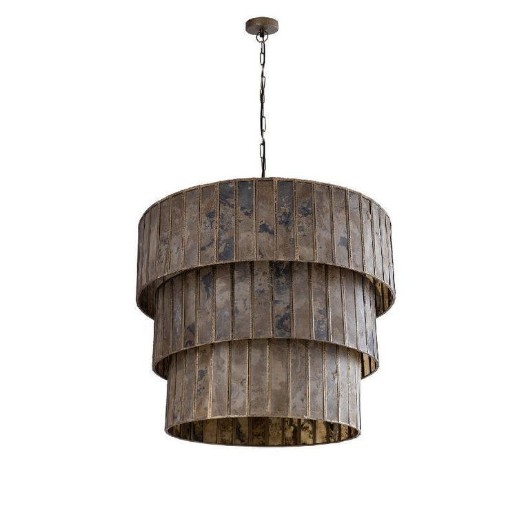 Levan Brass Stone Veneer Hanging Lamp 3 Layers PTMD , Hanglamp , PTMD , livinglovely.nl