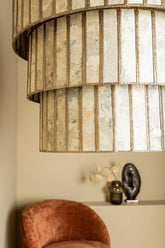 Levan Brass Stone Veneer Hanging Lamp 3 Layers PTMD , Hanglamp , PTMD , livinglovely.nl