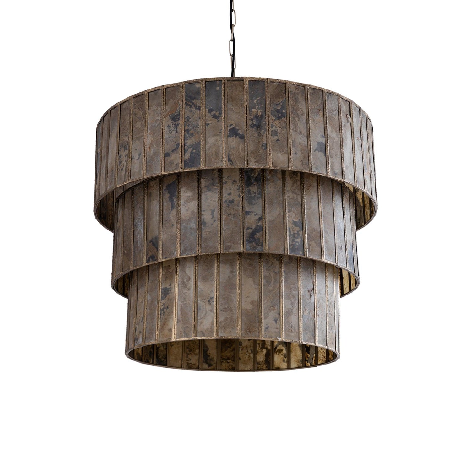 Levan Brass Stone Veneer Hanging Lamp 3 Layers PTMD , Hanglamp , PTMD , livinglovely.nl