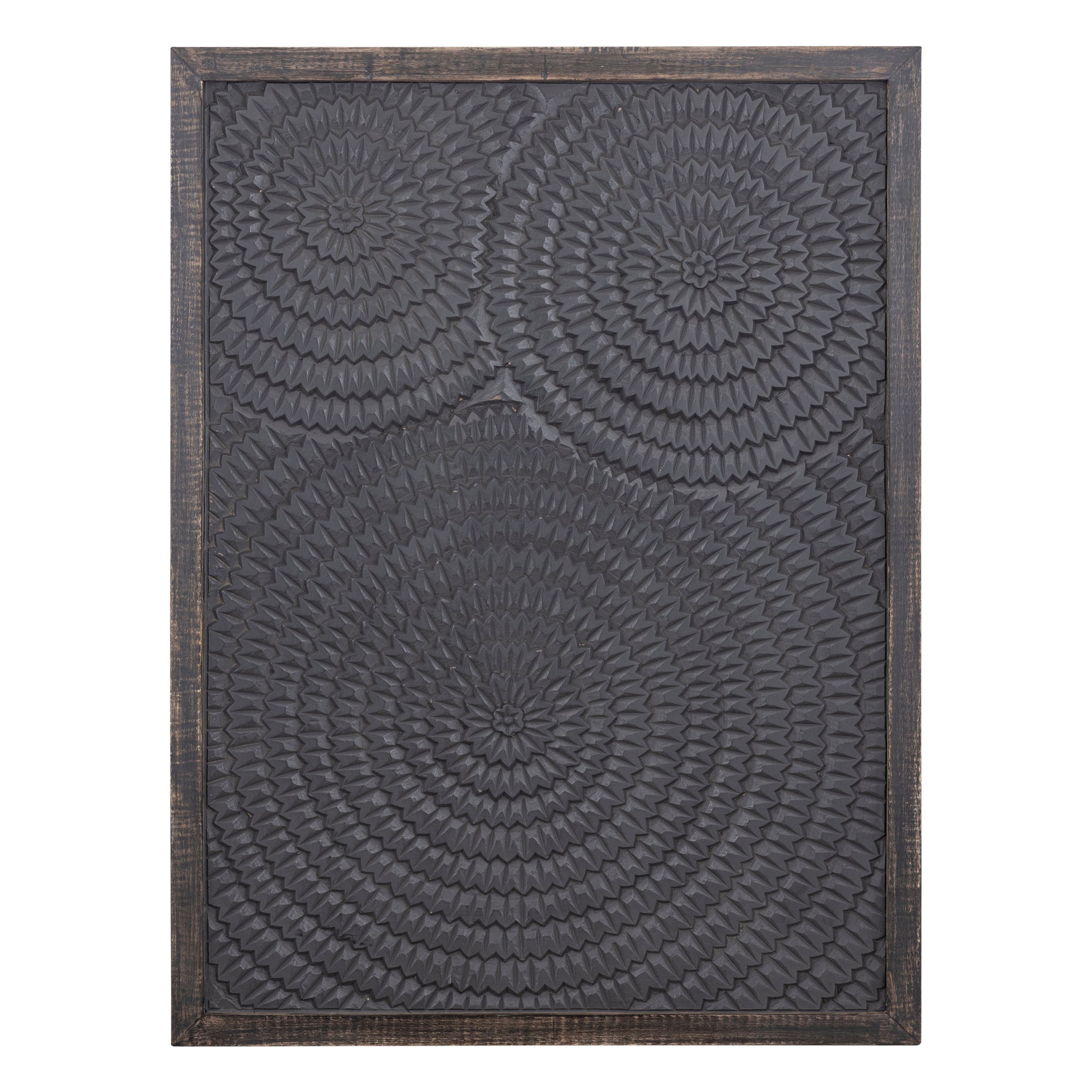 Levya Black Wooden Rect Wall Panel Round Pattern PTMD - Wandpaneel - PTMD - livinglovely.nl