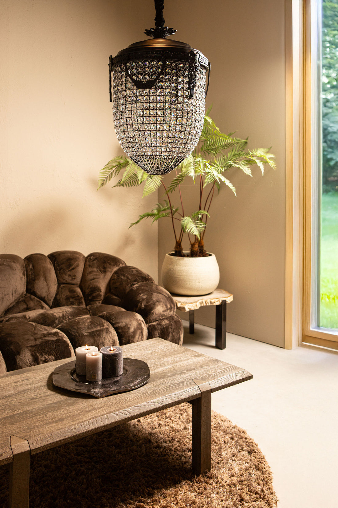 Lidde Crystal Oval Chandelier Lamp Classic L 46x46x82cm PTMD - Hanglamp - PTMD - livinglovely.nl