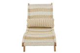 Ligbed + Kussen Strepen Geweven Plastiek/Teak Wit/Naturel - Ligbed - J-Line - livinglovely.nl