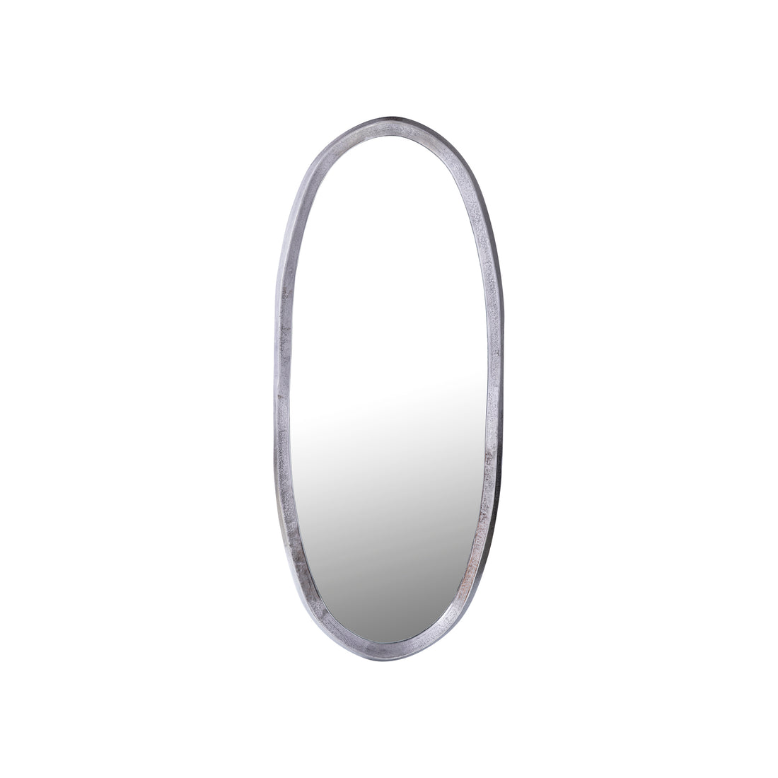 Limera Nickel Alu Oval Mirror Irregular Border S 50x3.5x120cm PTMD - Spiegel - PTMD - livinglovely.nl
