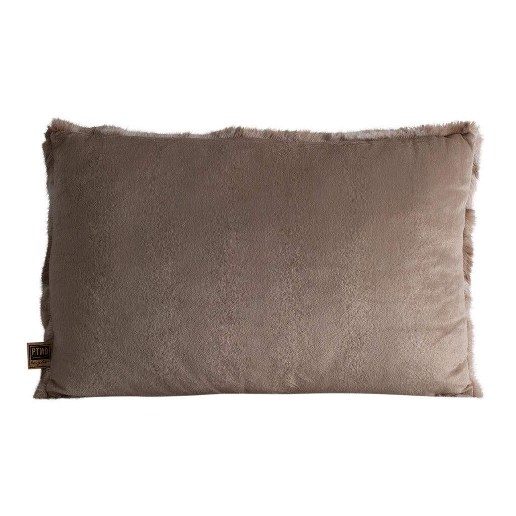 Linde Beige faux fur cushion rectangle PTMD - Kussen - PTMD - livinglovely.nl