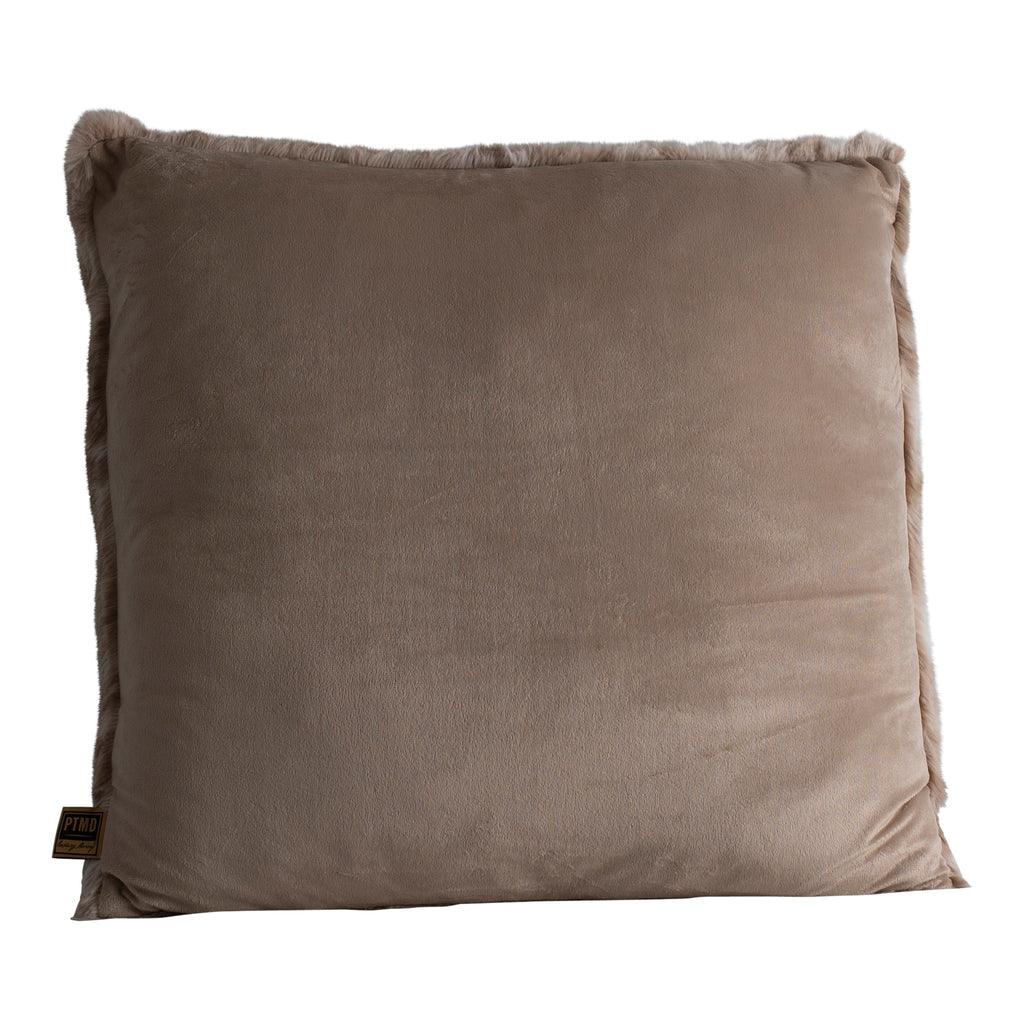 Linde Beige faux fur cushion square L PTMD - Kussen - PTMD - livinglovely.nl