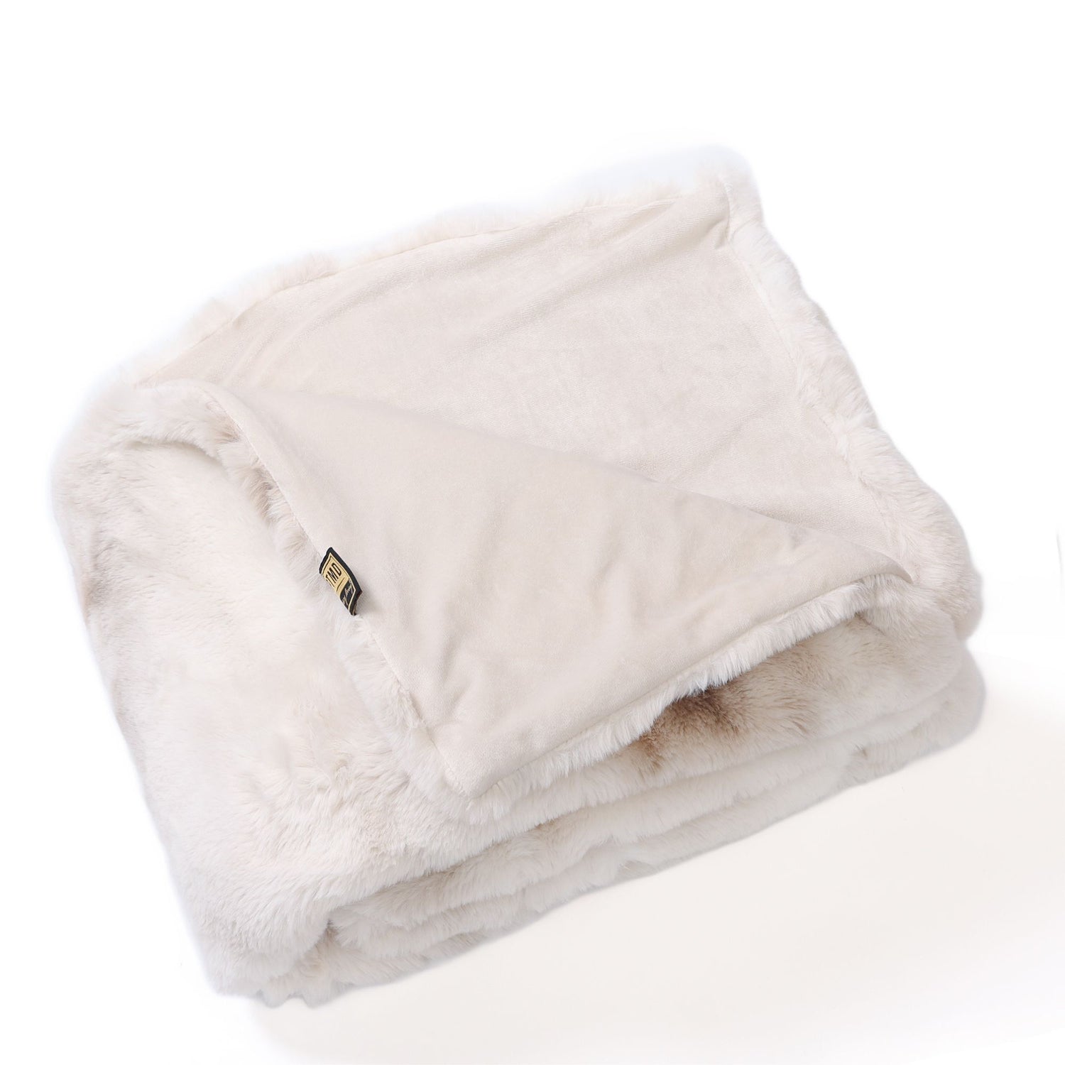 Linde Offwhite Faux Fur Bedspread Giftbox 220x240 PTMD - Poef - PTMD - livinglovely.nl