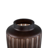 Linesa Brown Carved Glass Shaped Vase Matt LDia 19xh33cm PTMD - Vaas - PTMD - livinglovely.nl