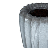 Linex White ceramic pot organic ribbed round L PTMD - Pot - PTMD - livinglovely.nl