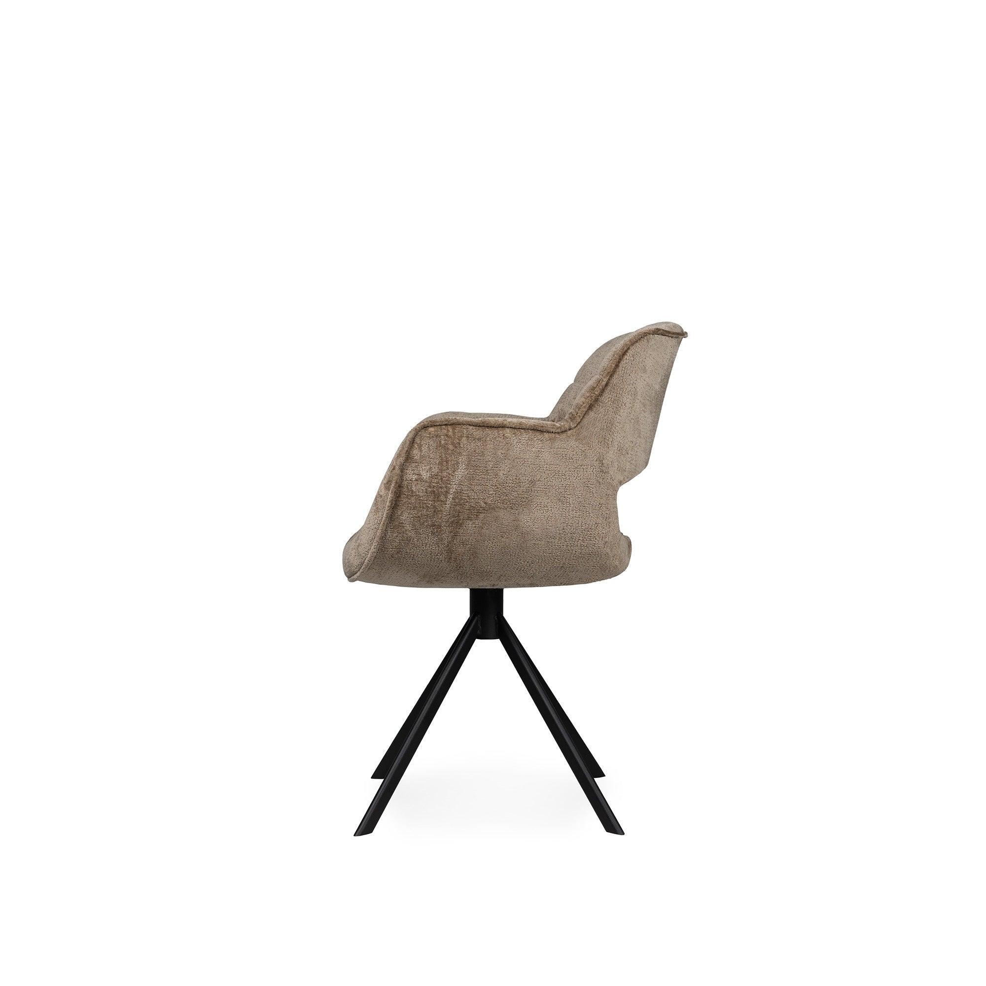 Link Dining chair beige fabric with metal legs PTMD - Eetkamerstoel - PTMD - livinglovely.nl