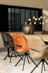 Link Dining chair beige fabric with metal legs PTMD - Eetkamerstoel - PTMD - livinglovely.nl