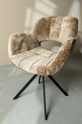 Link Dining chair beige fabric with metal legs PTMD - Eetkamerstoel - PTMD - livinglovely.nl