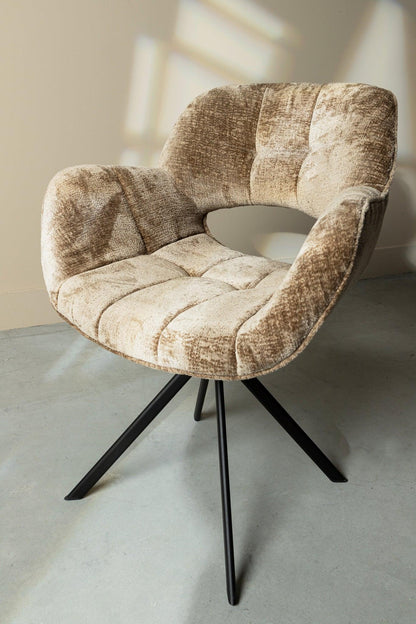 Link Dining chair beige fabric with metal legs PTMD - Eetkamerstoel - PTMD - livinglovely.nl