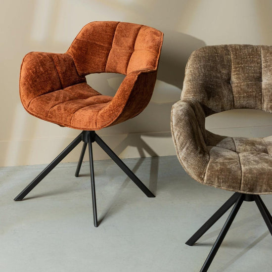 Link Dining Chair Berge 3032 Rust Fabric With Meta PTMD , Eetkamerstoel , PTMD , livinglovely.nl