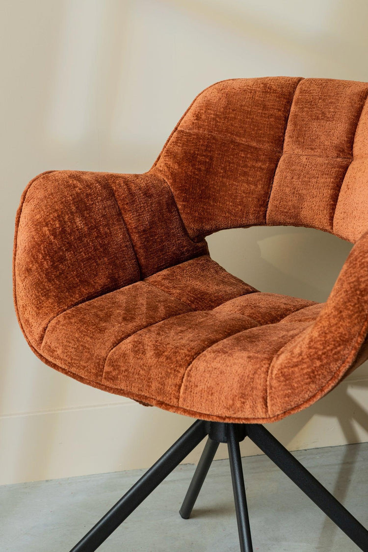 Link Dining Chair Berge 3032 Rust Fabric With Meta PTMD , Eetkamerstoel , PTMD , livinglovely.nl