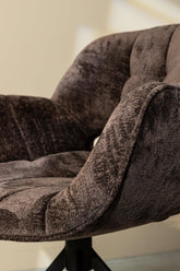 Link Dining chair dark brown fabric with metal leg PTMD - Eetkamerstoel - PTMD - livinglovely.nl