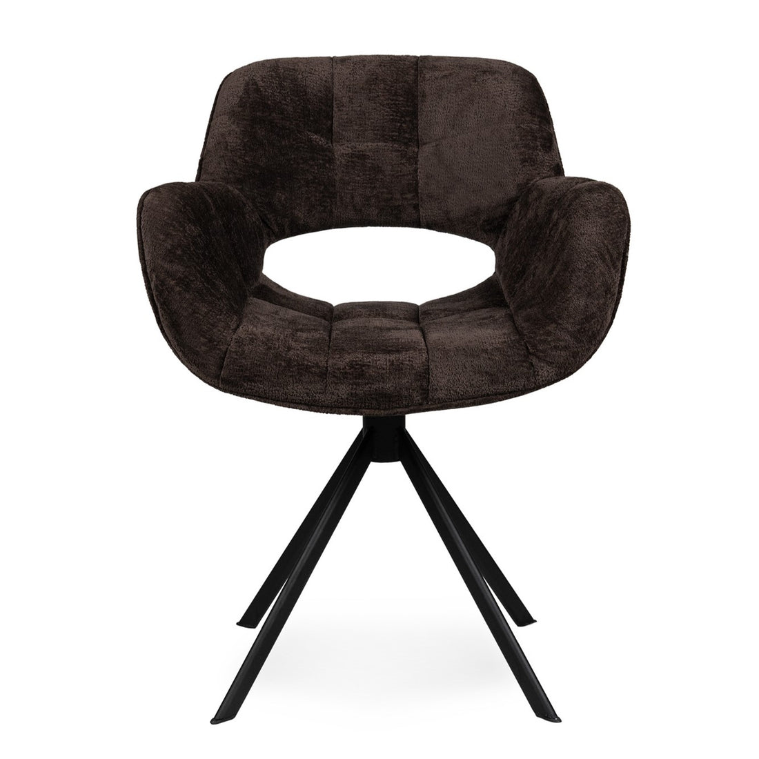 Link Dining chair dark brown fabric with metal leg PTMD - Eetkamerstoel - PTMD - livinglovely.nl