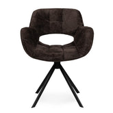 Link Dining chair dark brown fabric with metal leg PTMD - Eetkamerstoel - PTMD - livinglovely.nl