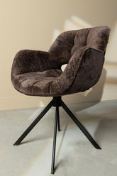 Link Dining chair dark brown fabric with metal leg PTMD - Eetkamerstoel - PTMD - livinglovely.nl