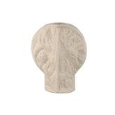 Linos Taupe matt ceramic structure round vaas L PTMD - Vaas - PTMD - livinglovely.nl